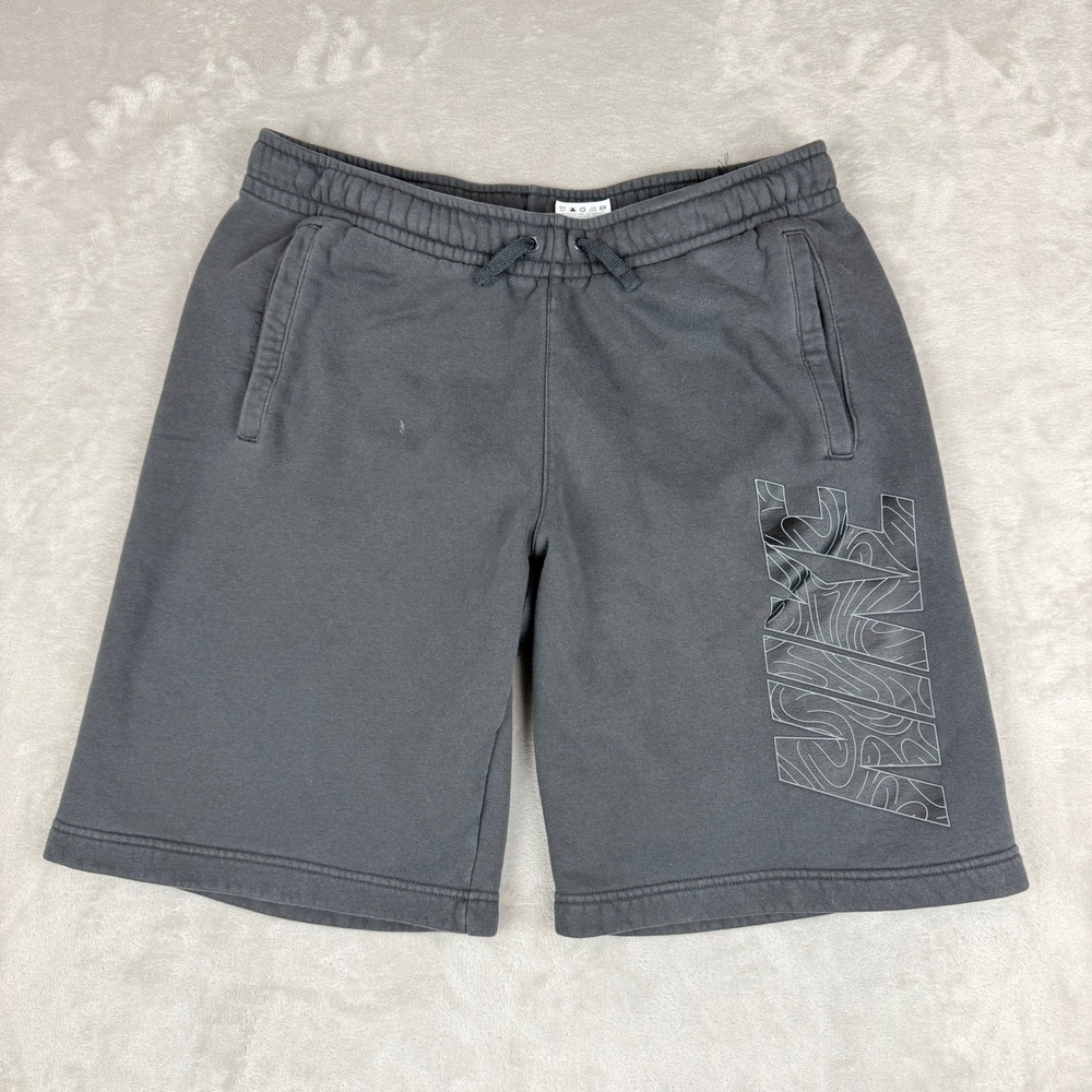 VTG Nike Sweat Shorts Mens Medium Gray Fleece Graphic Logo Gym Street Skate Y2K